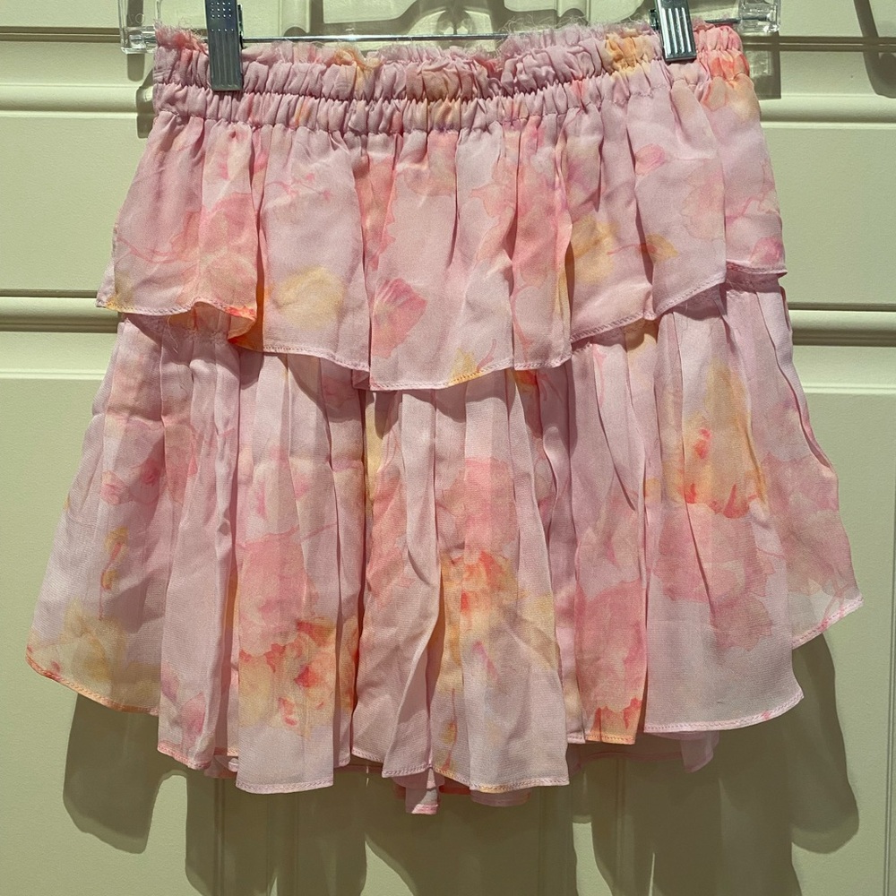 Loveshackfancy Floral Pink Ruffle Skirt